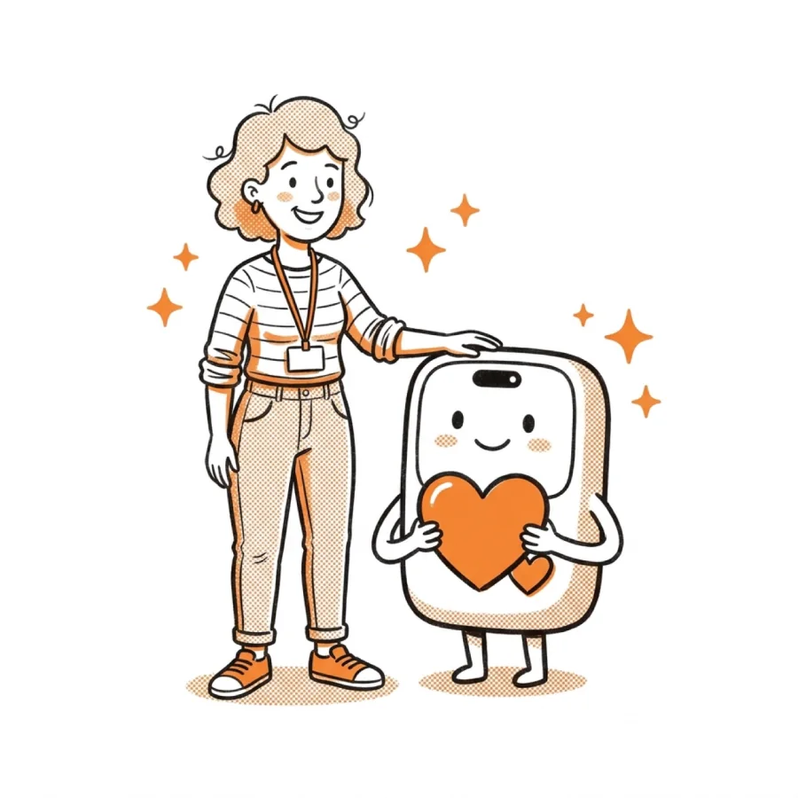 Janet and Giftly holding a heart