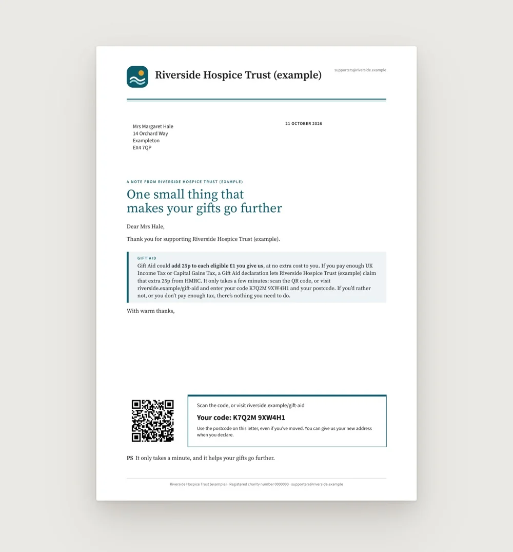 Broadsheet letter design (example charity)