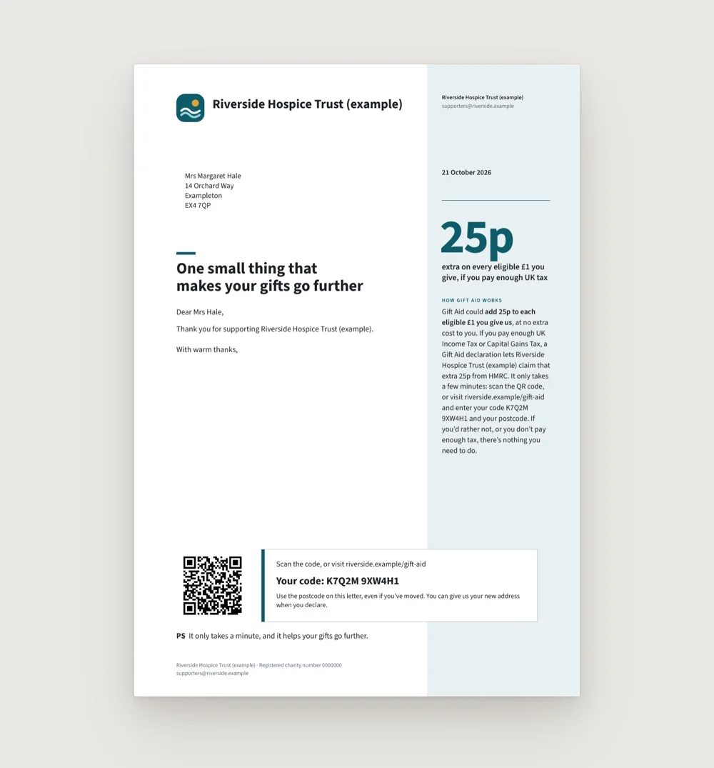 Margin Column letter design (example charity)