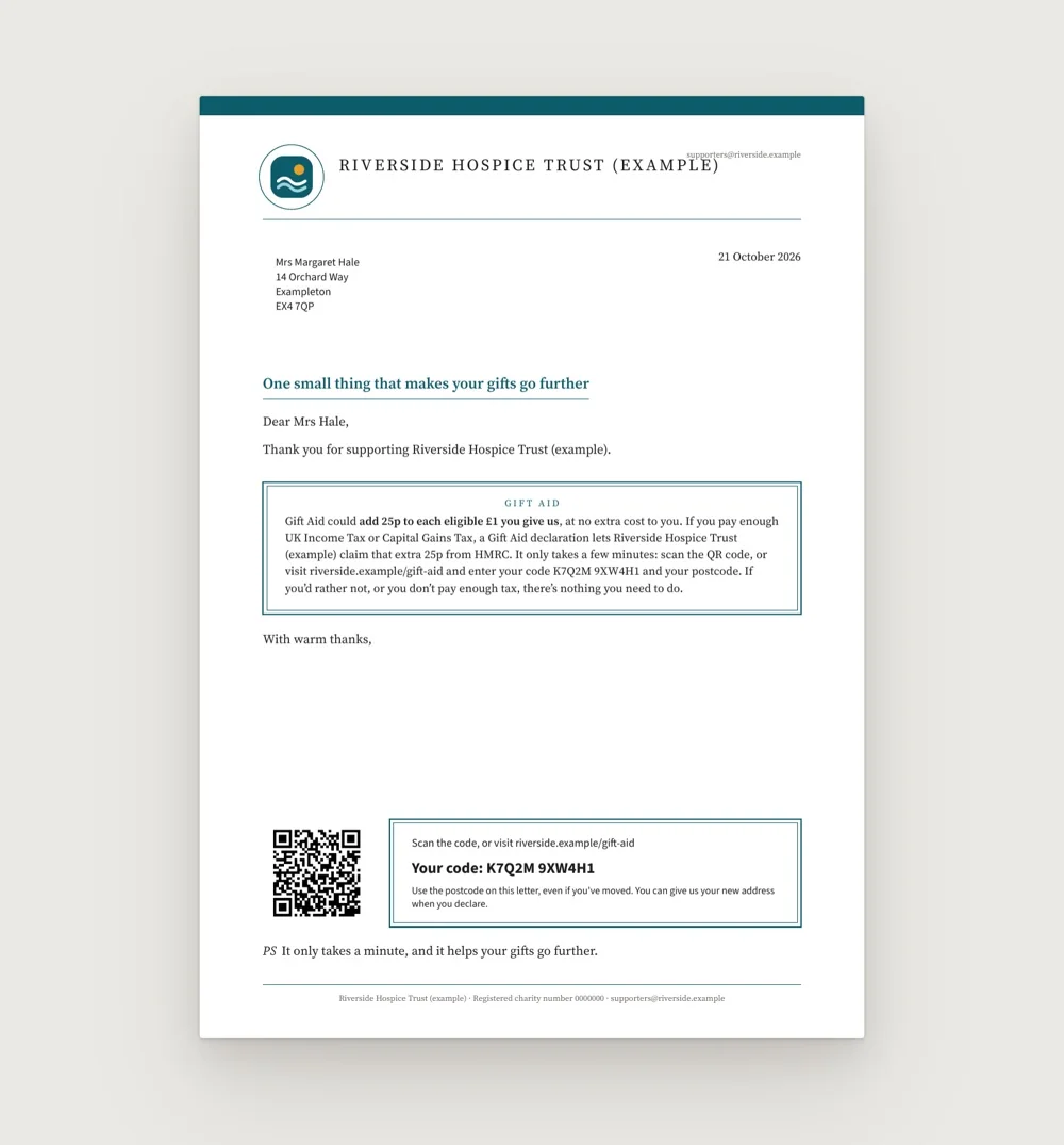 Patron letter design (example charity)